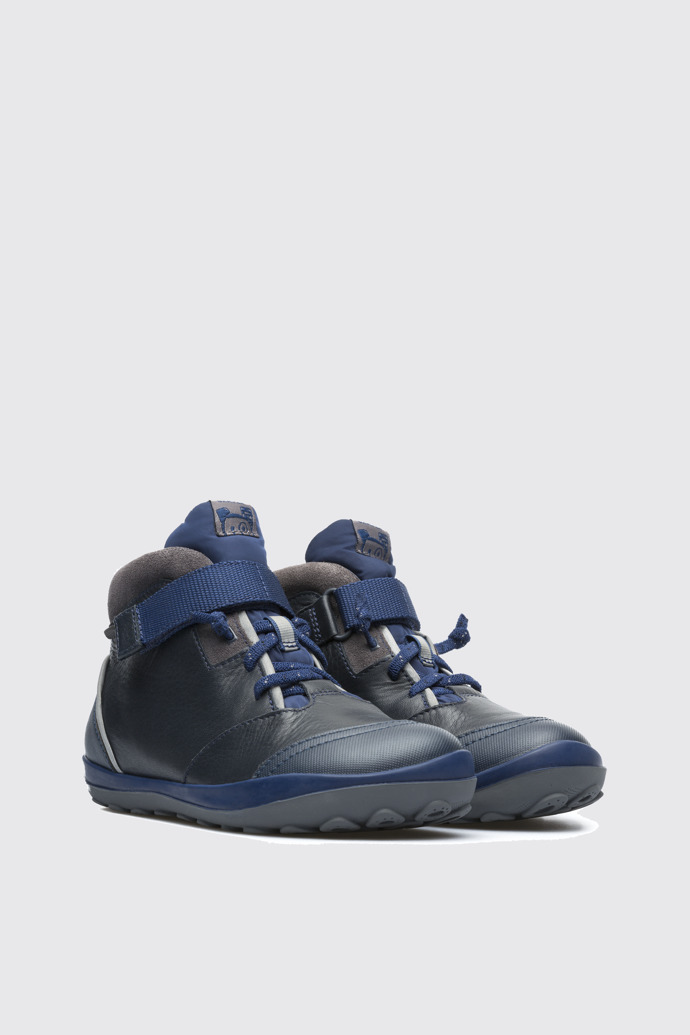 Front view of Peu Pista Blue Ankle Boots for Kids