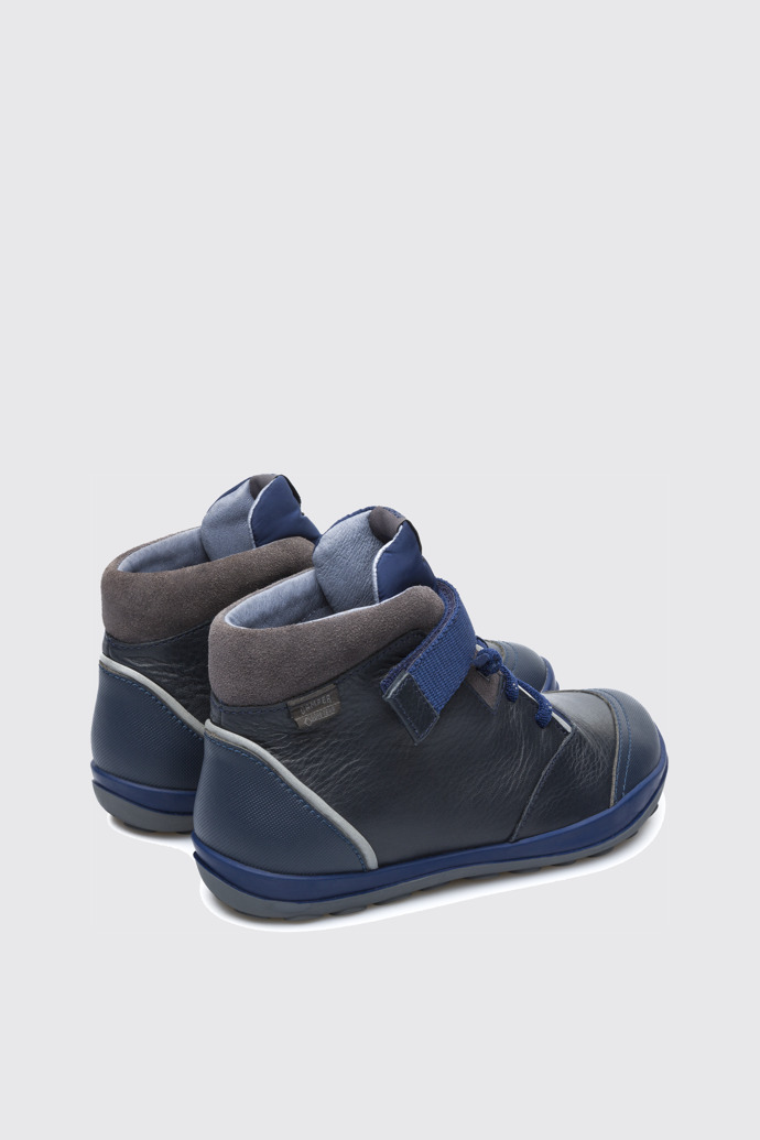 Back view of Peu Pista Blue Ankle Boots for Kids