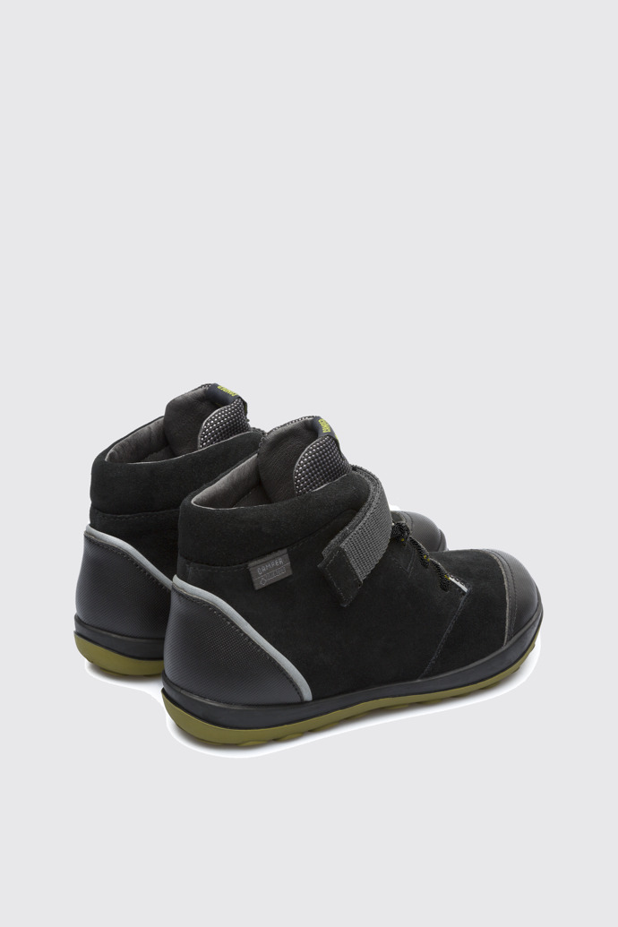 Back view of Peu Pista Grey Ankle Boots for Kids