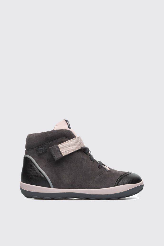Side view of Peu Pista Grey Ankle Boots for Kids
