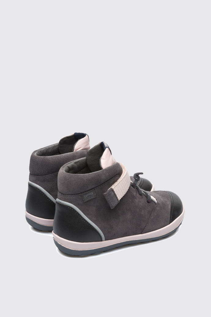 Back view of Peu Pista Grey Ankle Boots for Kids