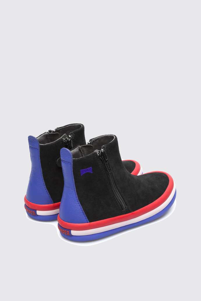 Back view of Pursuit Black Ankle Boots for Kids