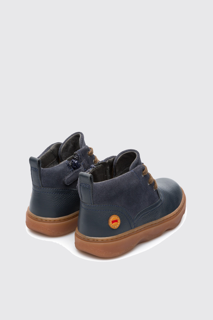 Back view of Kido Blue Ankle Boots for Kids