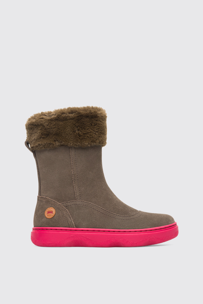 Side view of Kido Brown Gray Boots for Kids