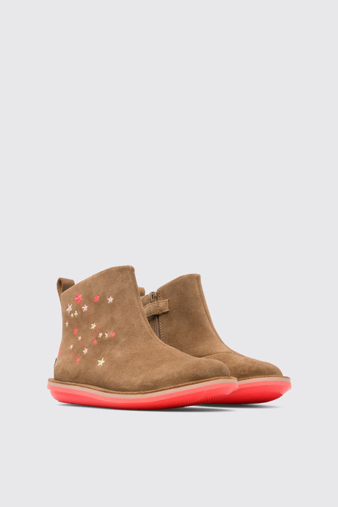 Front view of Twins Brown Boots for Kids