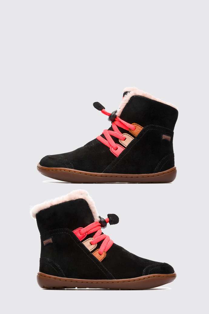 Side view of Twins Black Boots for Kids