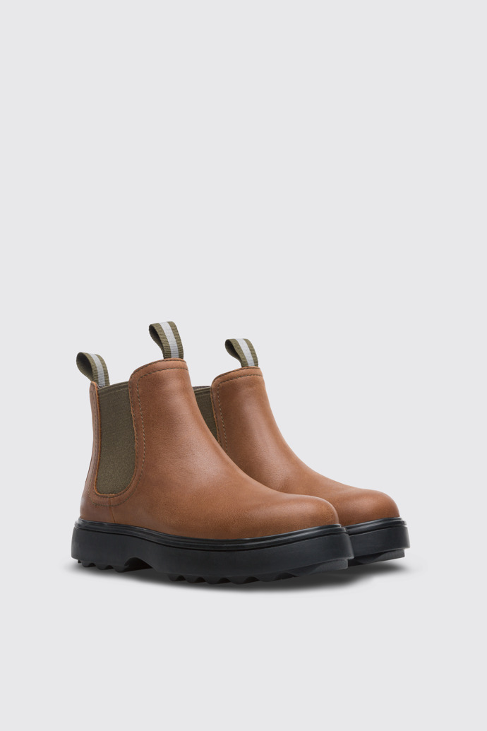 Front view of Norte Brown ankle boot for boys