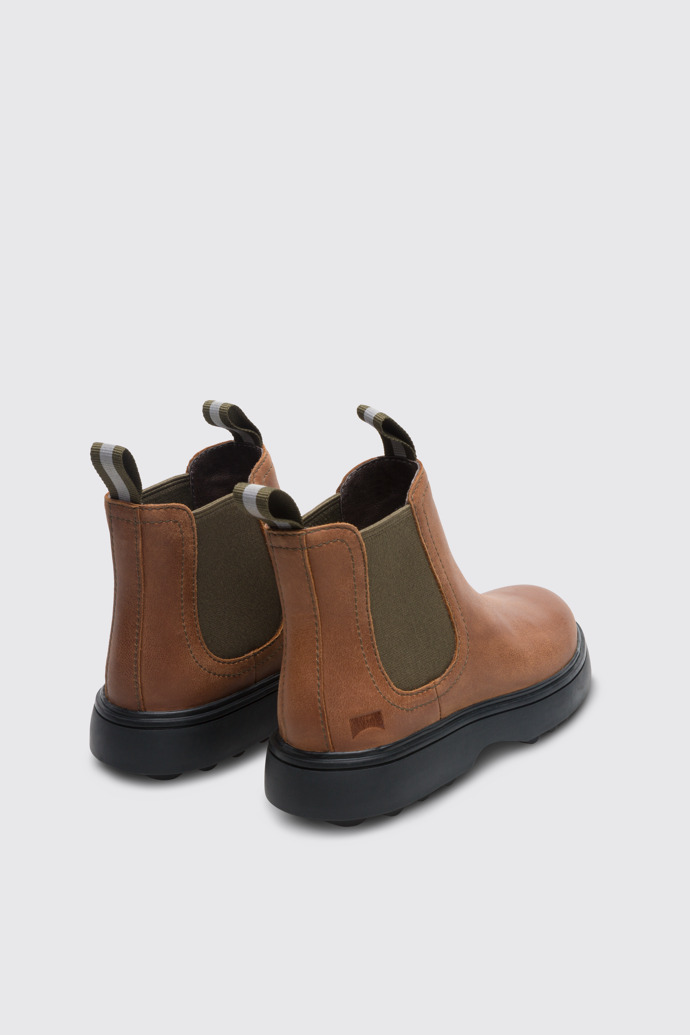 Back view of Norte Brown ankle boot for boys