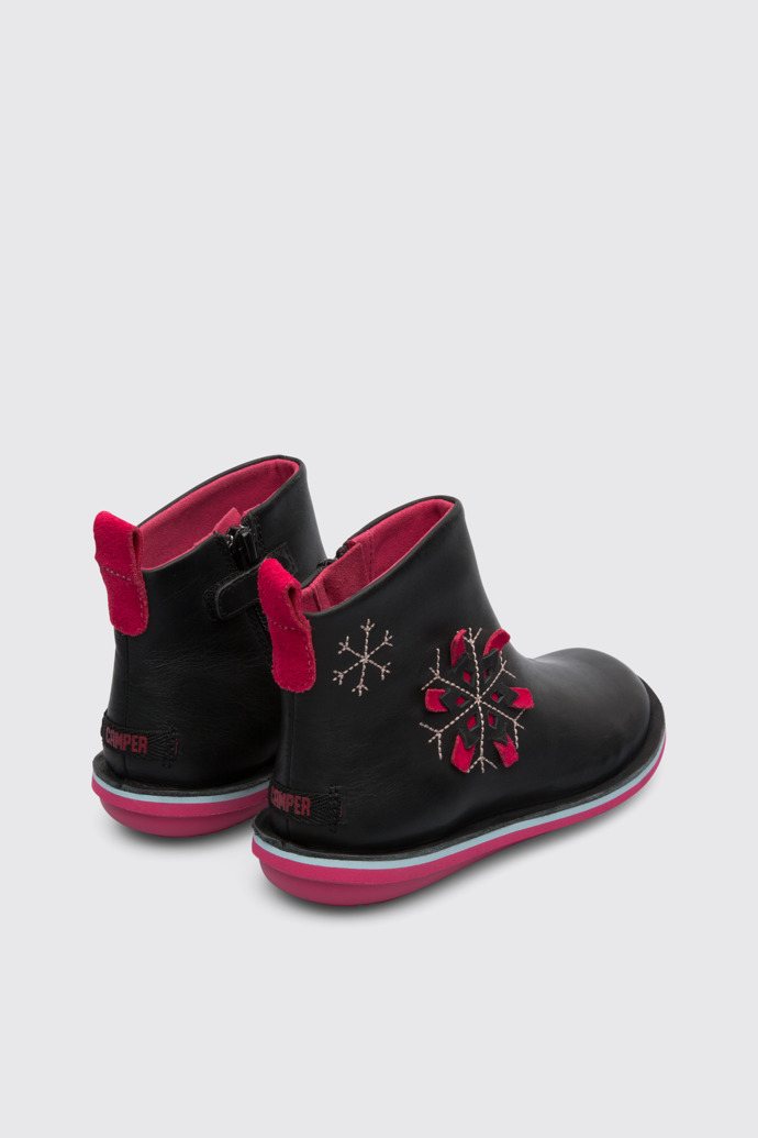 Back view of Twins Black Boots for Kids