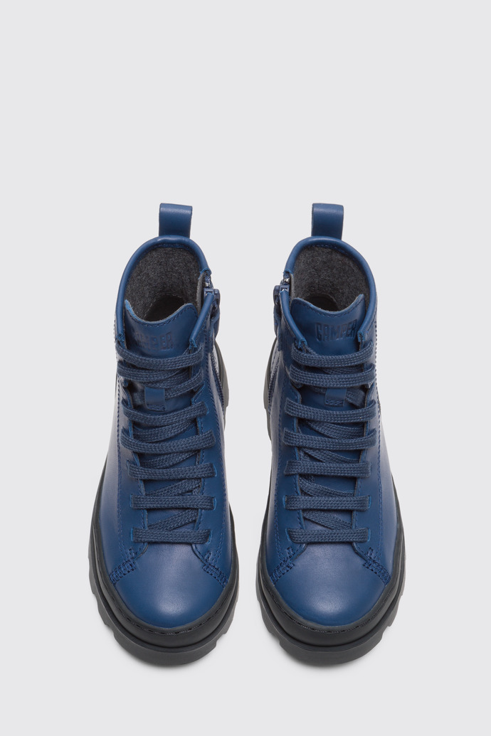 Overhead view of Brutus Blue lace up ankle boot for boys