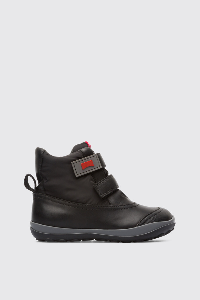 Side view of Peu Pista Black Boots for Kids