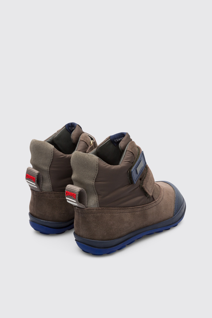Back view of Peu Pista Brown Gray Boots for Kids