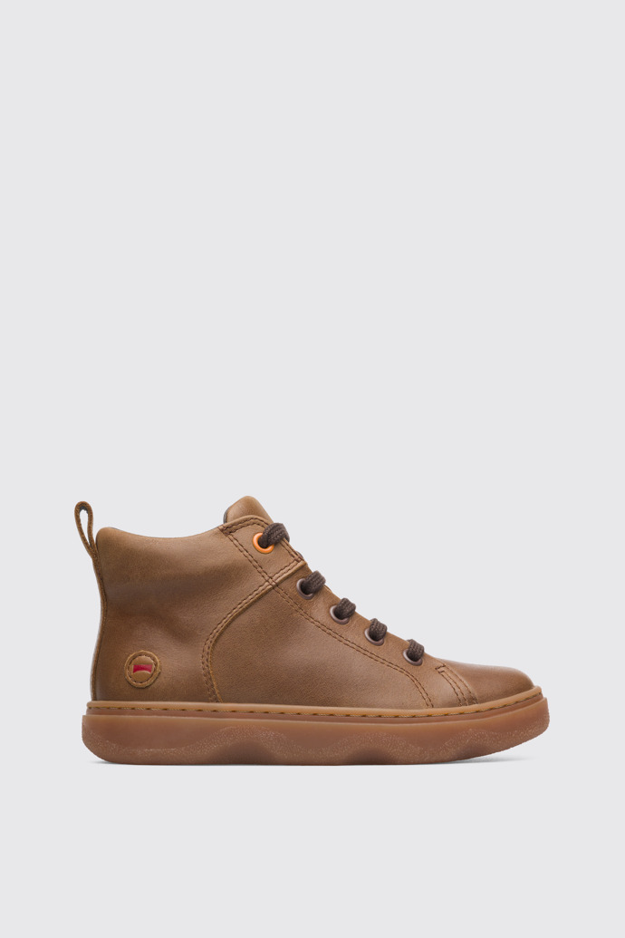 Side view of Kido Brown ankle boot for boys