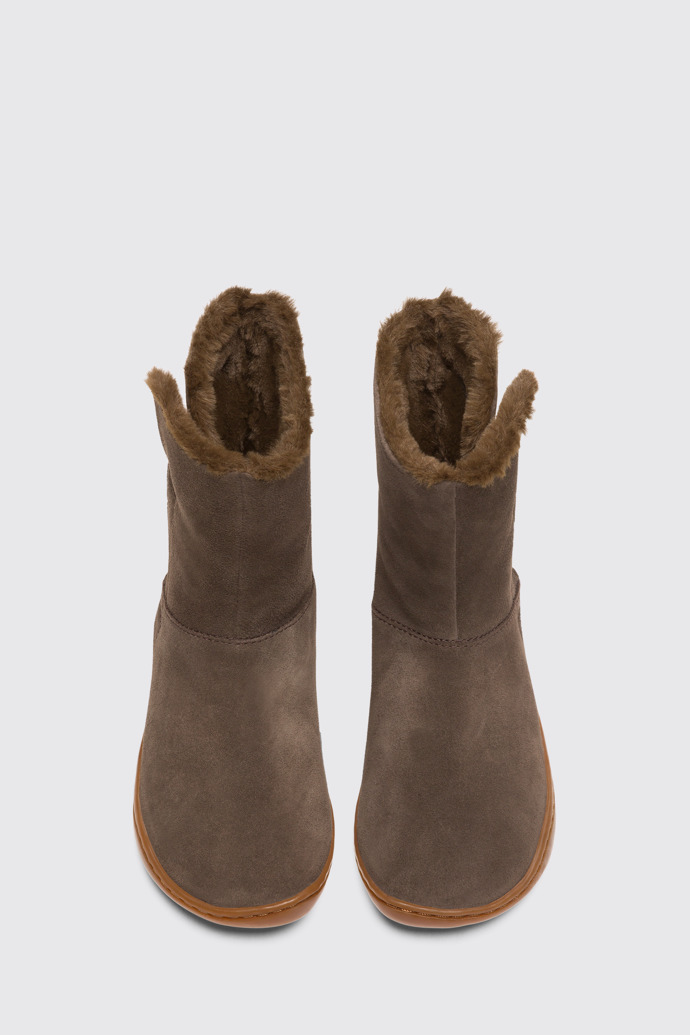 Overhead view of Peu Brown Gray Boots for Kids