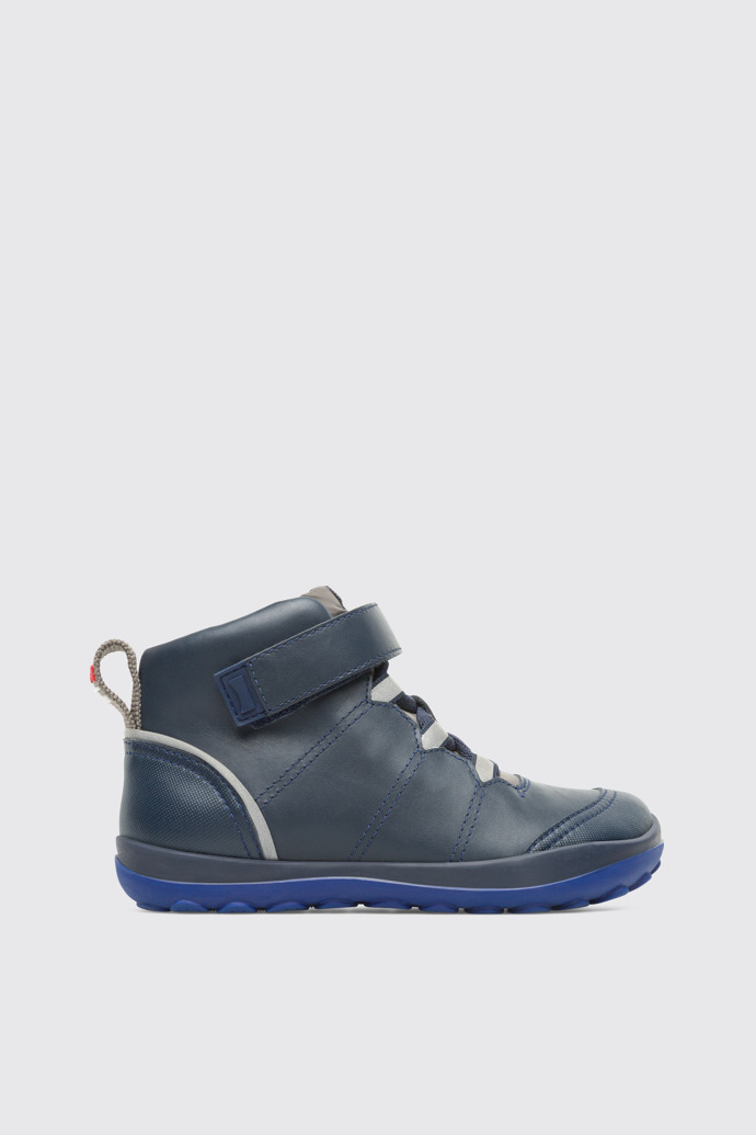 Side view of Peu Pista Blue Boots for Kids