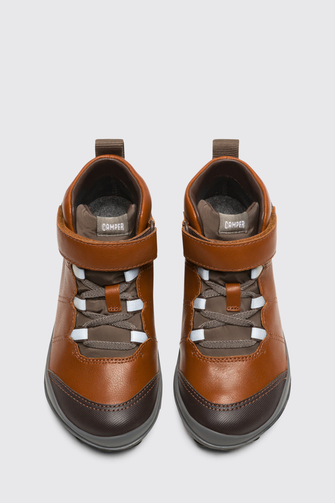 Overhead view of Peu Pista Brown Boots for Kids