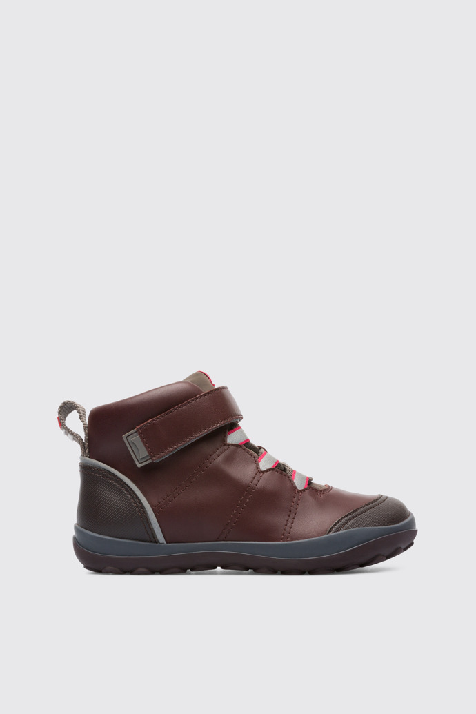 Side view of Peu Pista Burgundy Boots for Kids