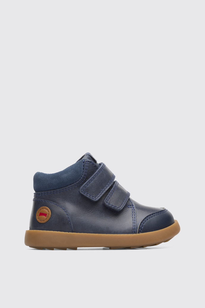 Side view of Bryn Blue ankle boot for boys