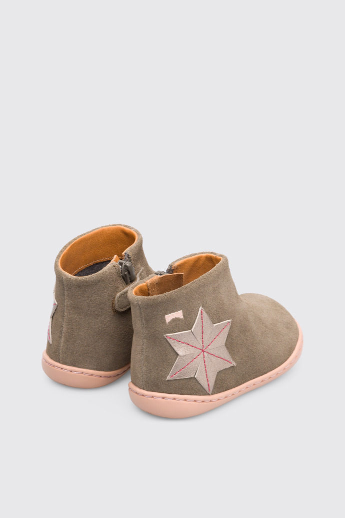 Back view of Twins Grey TWINS zip ankle boot for girls