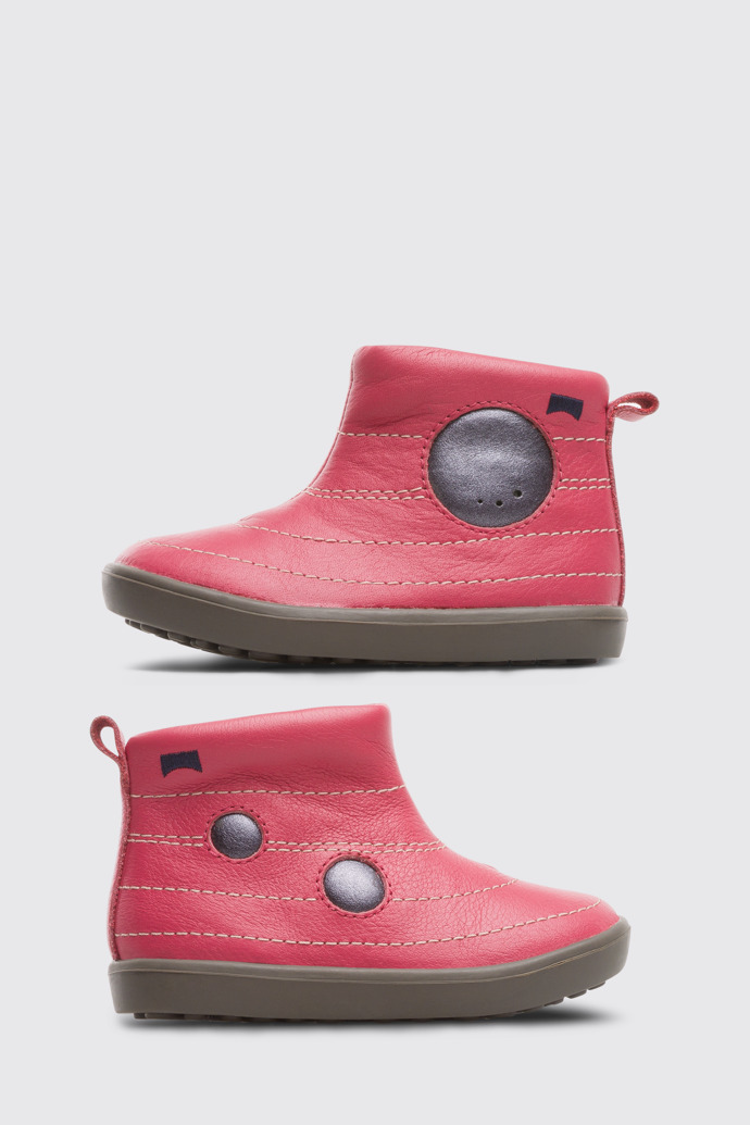 Side view of Twins Pink TWINS zip ankle boot for girls