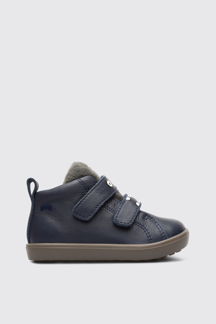 Side view of Pursuit Blue ankle boot for boys