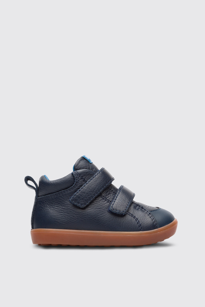 Side view of Pursuit Navy ankle boot for boys