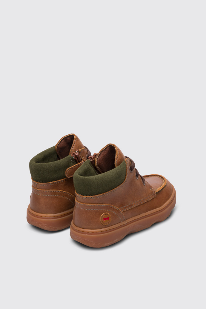 Back view of Kido Brown ankle boot for boys