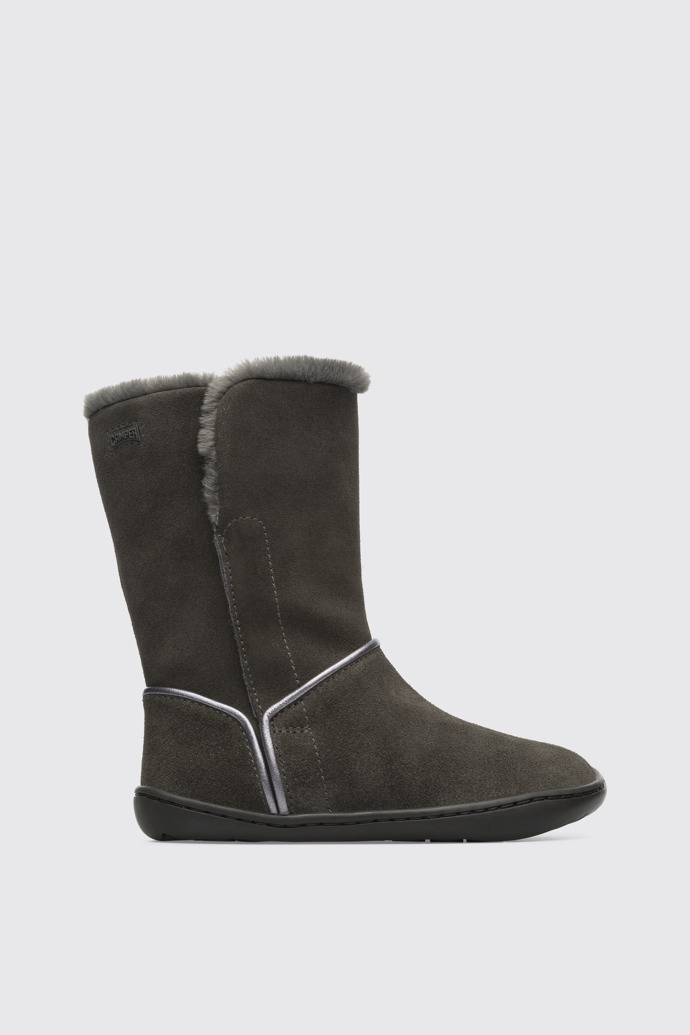 Side view of Peu Grey nubuck medium boot for girls
