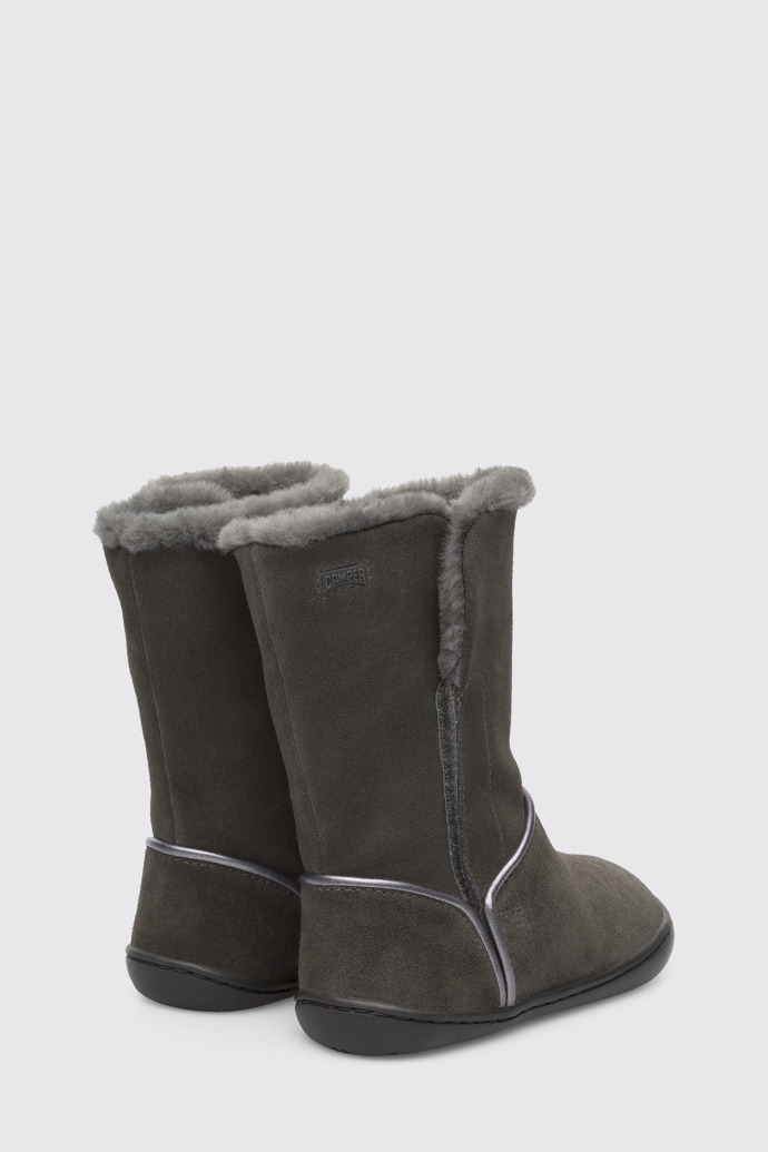 Back view of Peu Grey nubuck medium boot for girls