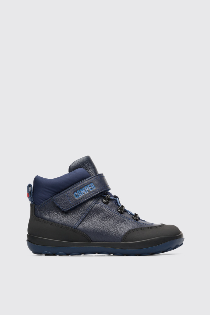 Side view of Peu Pista Waterproof dark blue ankle boot for boys