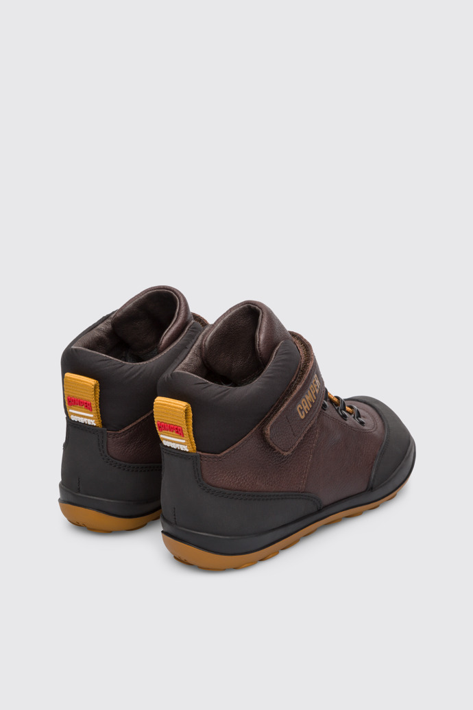 Back view of Peu Pista Waterproof brown ankle boot for boys