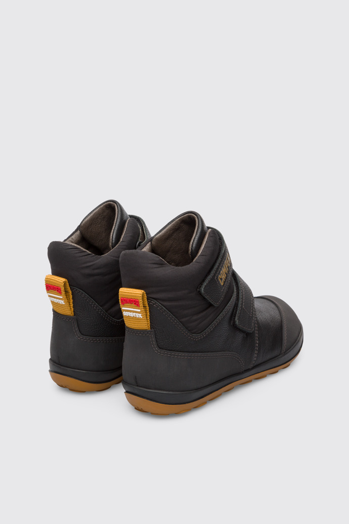 Back view of Peu Waterproof black ankle boot for boys