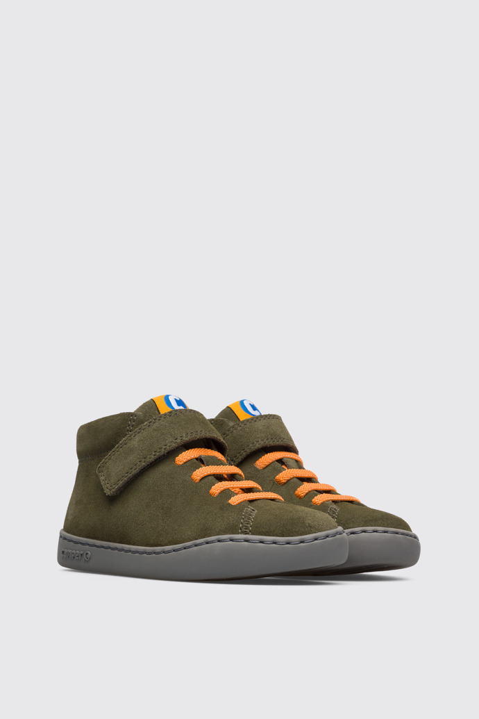 Front view of Peu Touring Green nubuck ankle boot for boys