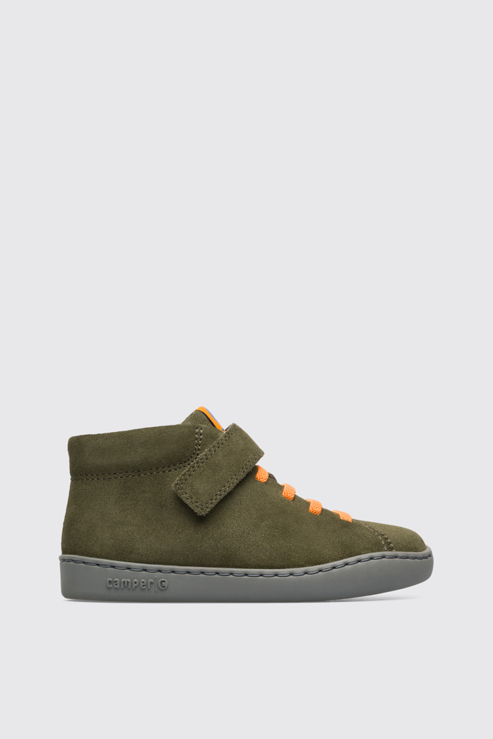 Side view of Peu Touring Green nubuck ankle boot for boys