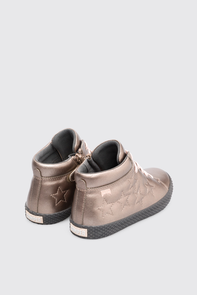 Back view of Pursuit Beige metallic ankle boot for girls