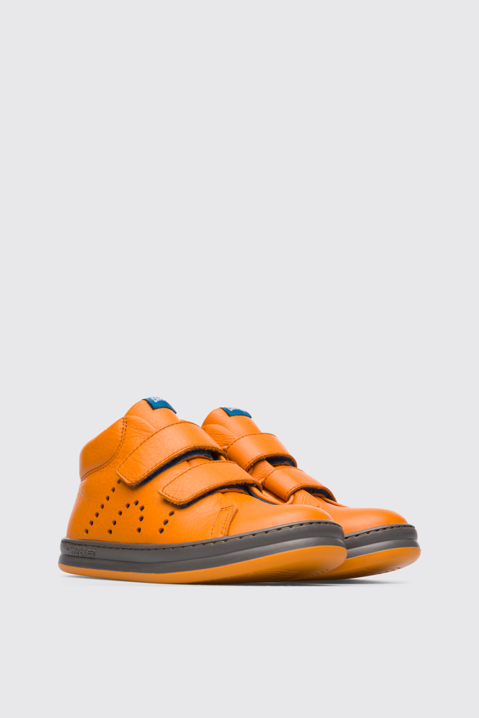 Front view of Runner Orange velcro sneaker for boys