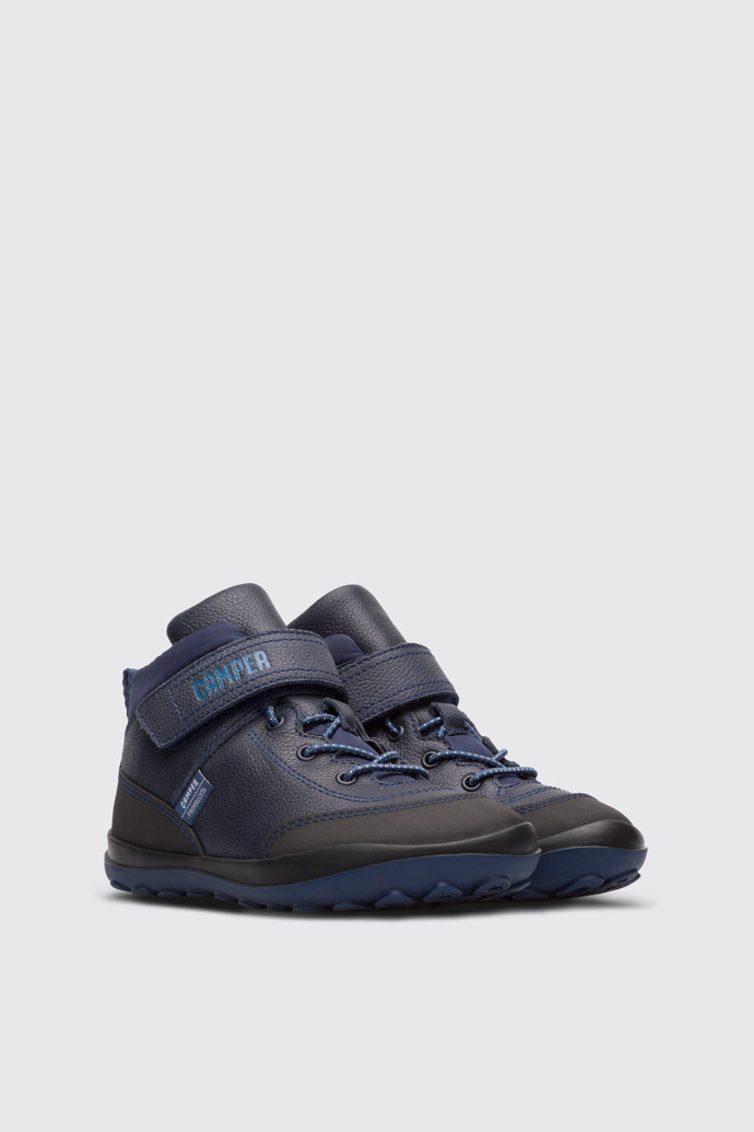Front view of Peu Pista Blue ankle boot for boys