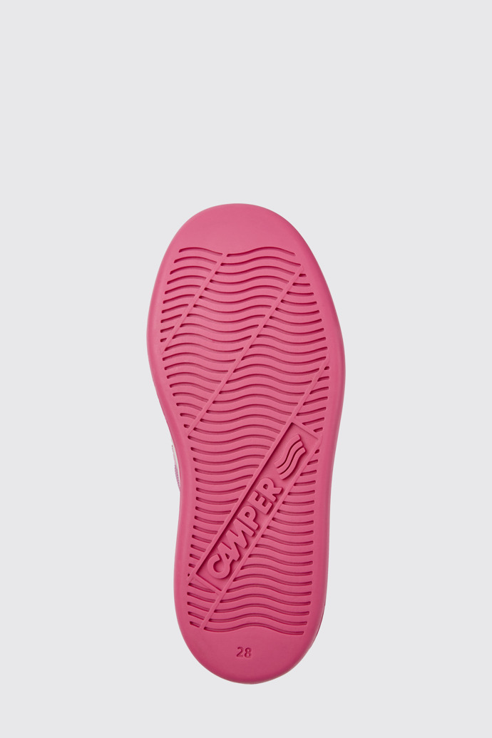 The sole of Runner Pink leather high-top sneakers for kids