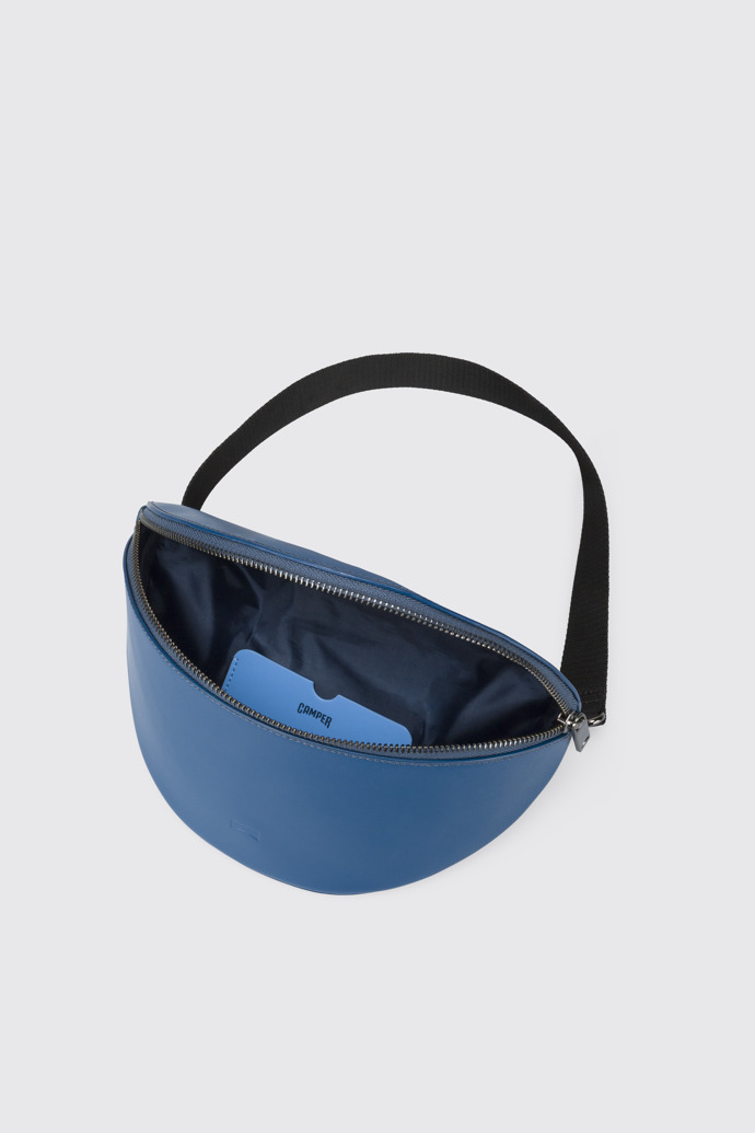 Overhead view of Mosa Small blue unisex shoulder bag