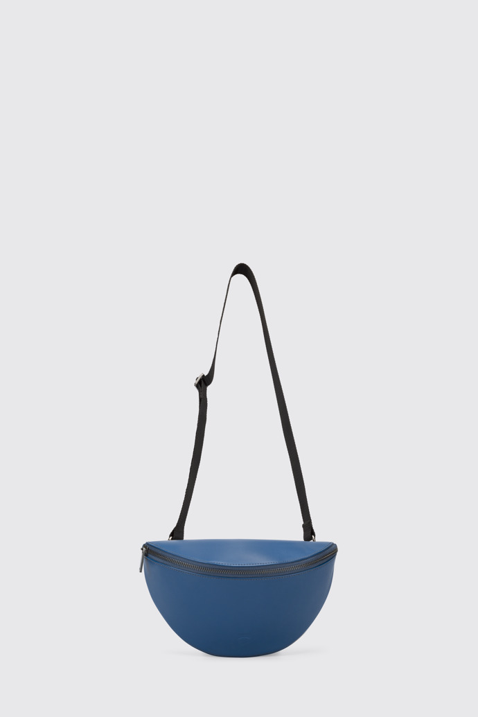 Side view of Mosa Small blue unisex shoulder bag