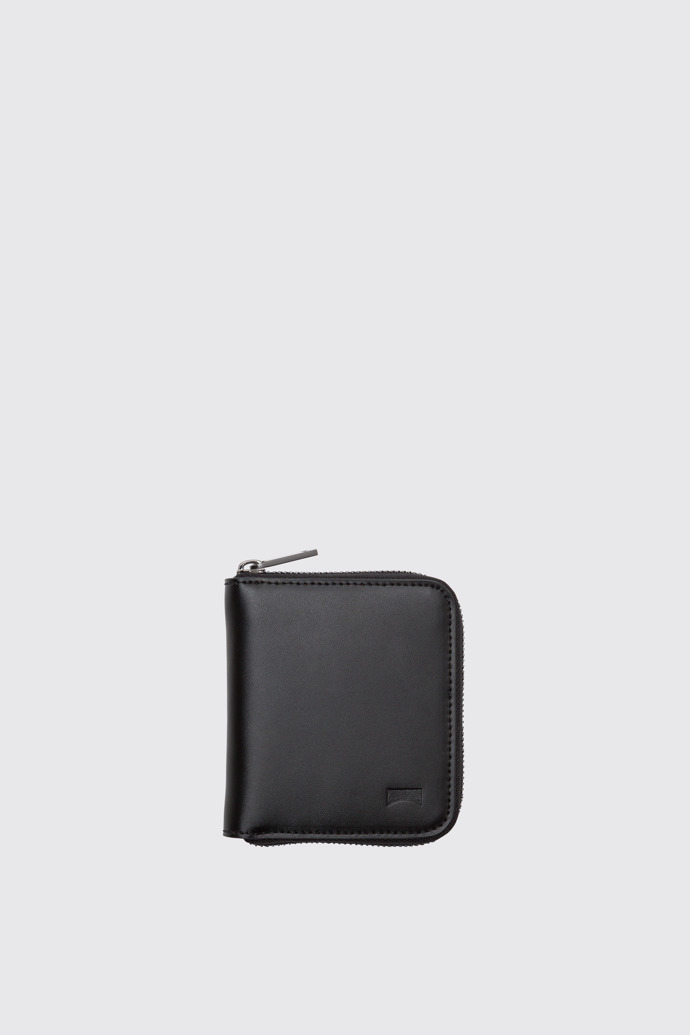 Side view of Mosa Black zip around leather wallet