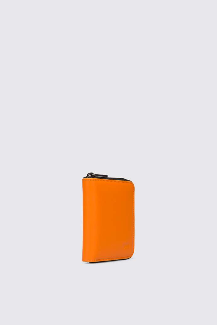 Front view of Mosa Orange zip around leather wallet