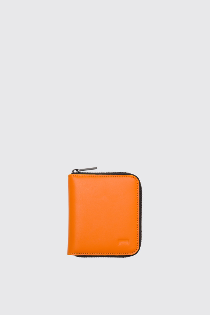 Side view of Mosa Orange zip around leather wallet