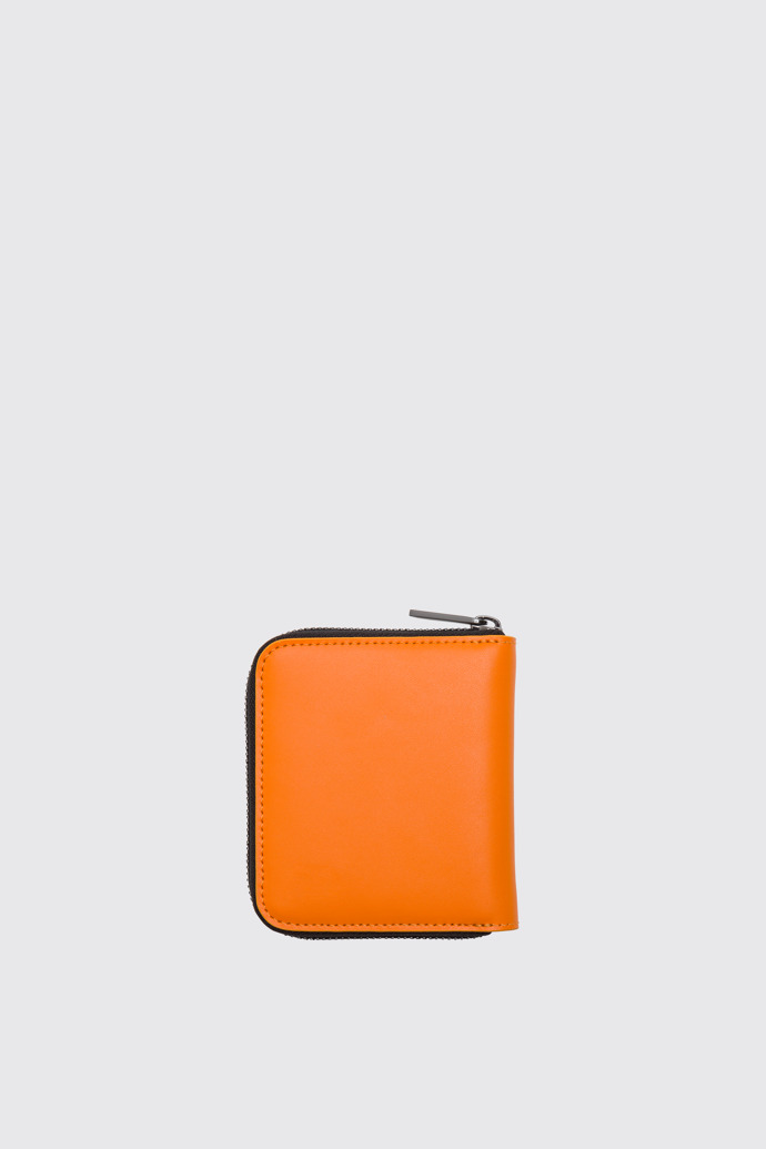 Back view of Mosa Orange zip around leather wallet