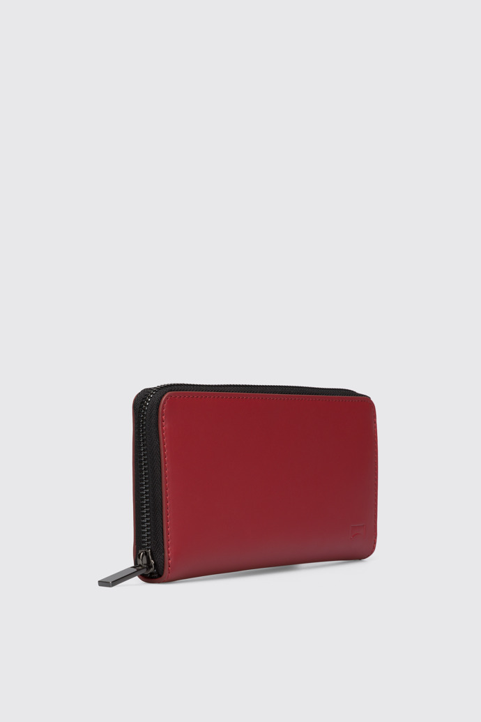 Front view of Mosa Red large zip around leather wallet
