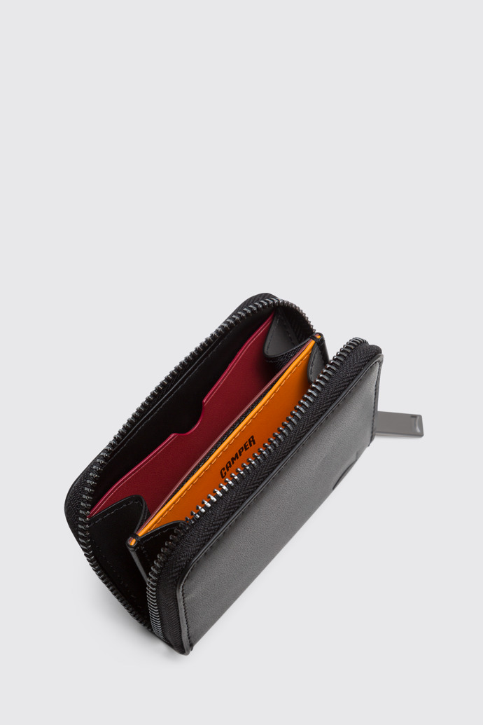 Mosa Small black zip around leather wallet