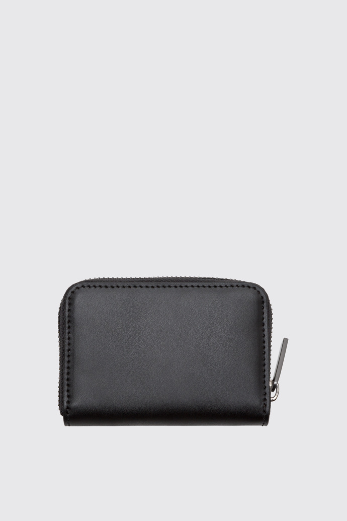 Back view of Mosa Small black zip around leather wallet