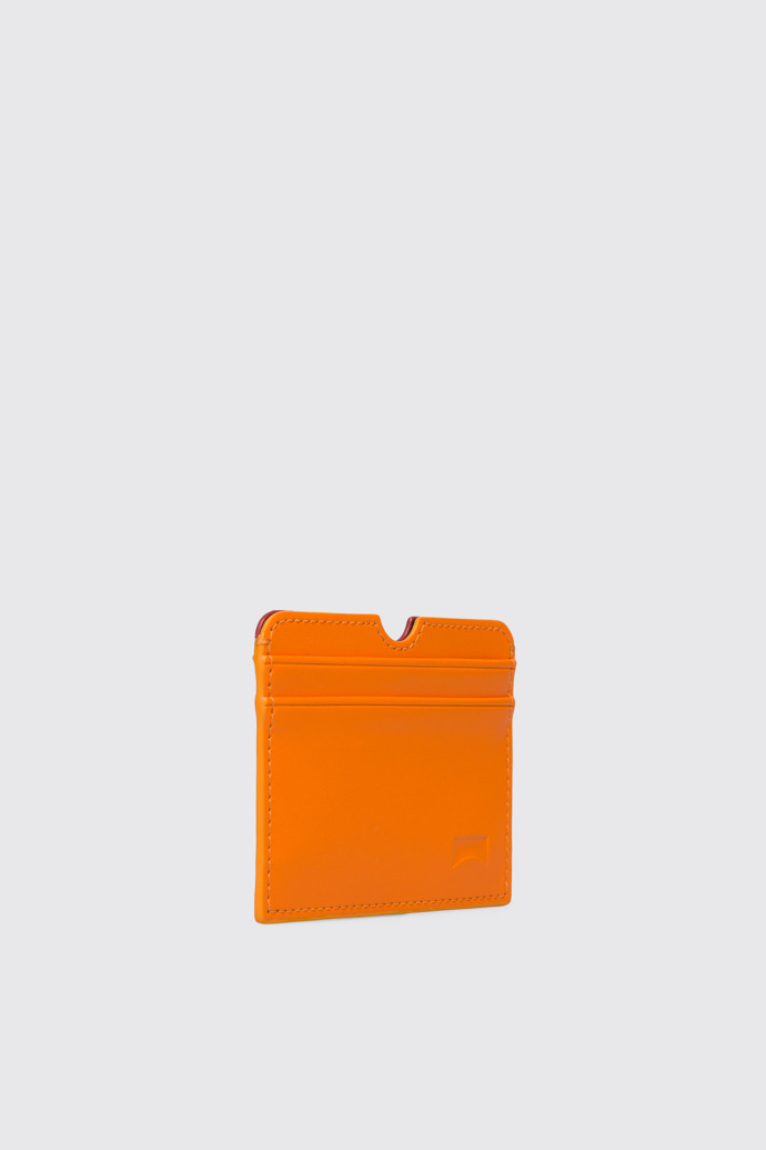 Front view of Mosa Orange leather card case
