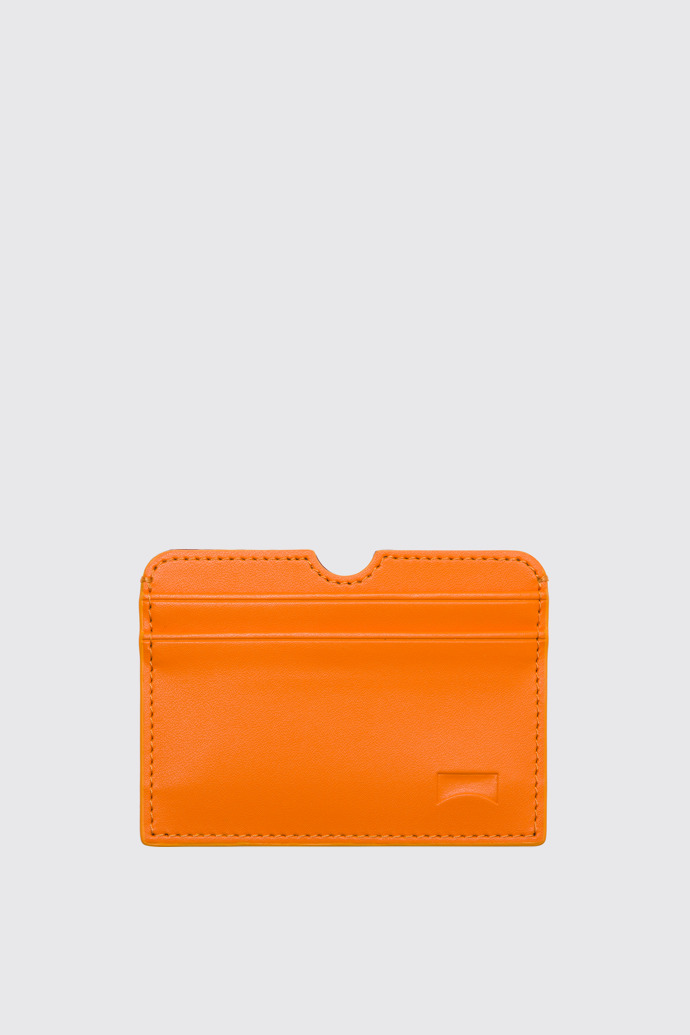 Side view of Mosa Orange leather card case