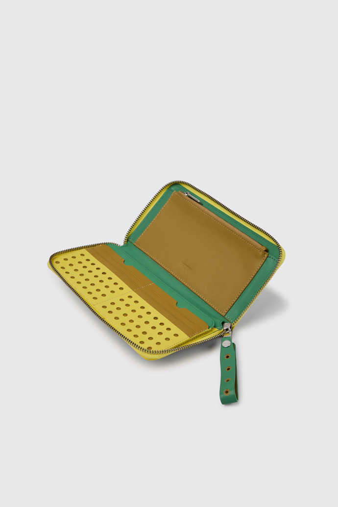 Mosa Cartera de piel grande en amarillo y verde